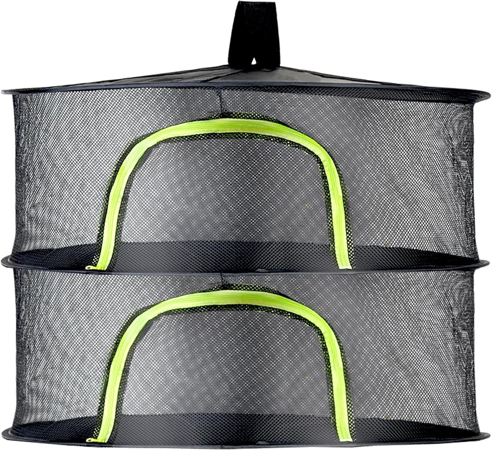 Herb Drying Rack Hanging Mesh 4 Layer 18" W/ Zipper Garden Pruning Shear Hook &