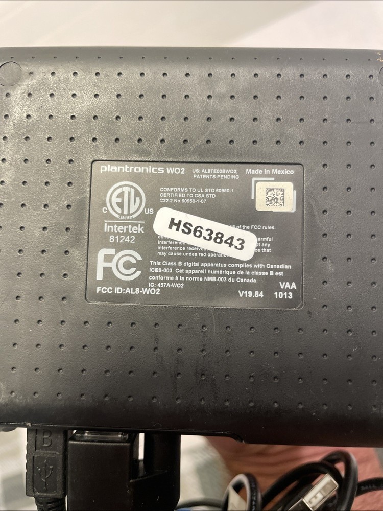 Plantronics WO2 Wireless Headset System with Base / Charger & USB