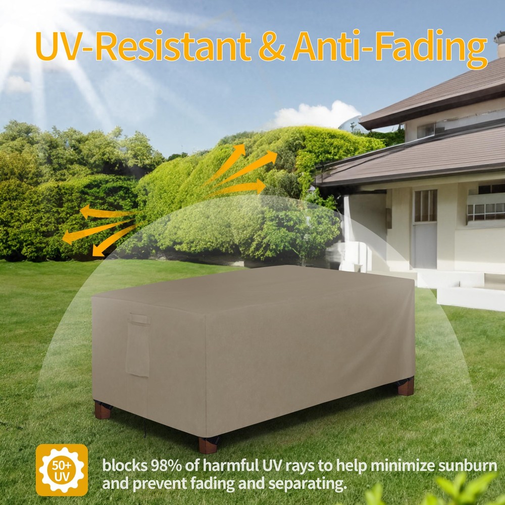 600D Heavy Duty Rectangular Table Cover UV Resistant and Waterproof Outdoor L...