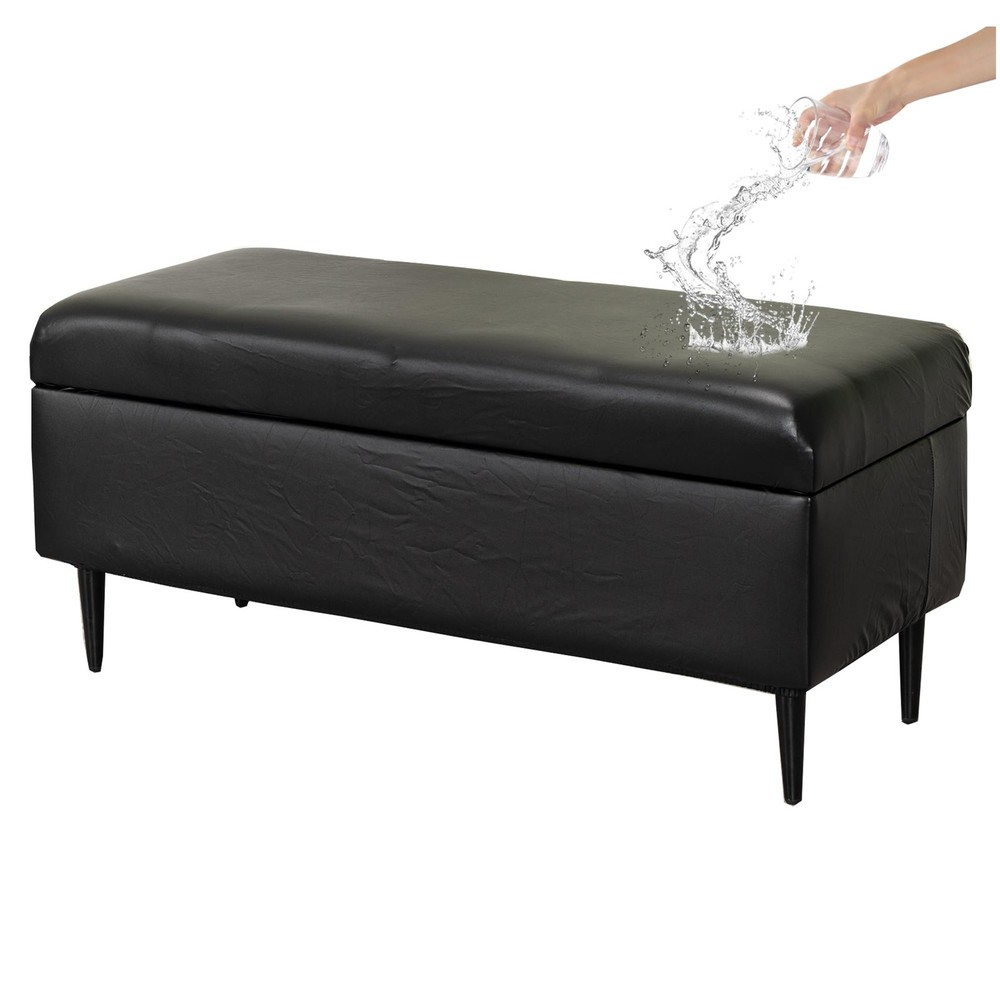 Waterproof PU Ottoman Stool Cover Stretch Folding Storage Footstool Bench Sli...