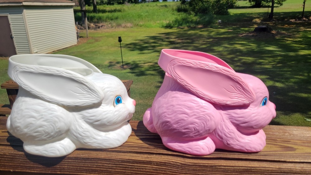 Pair Empire Vintage Easter Rabbit Blow Mold Baskets