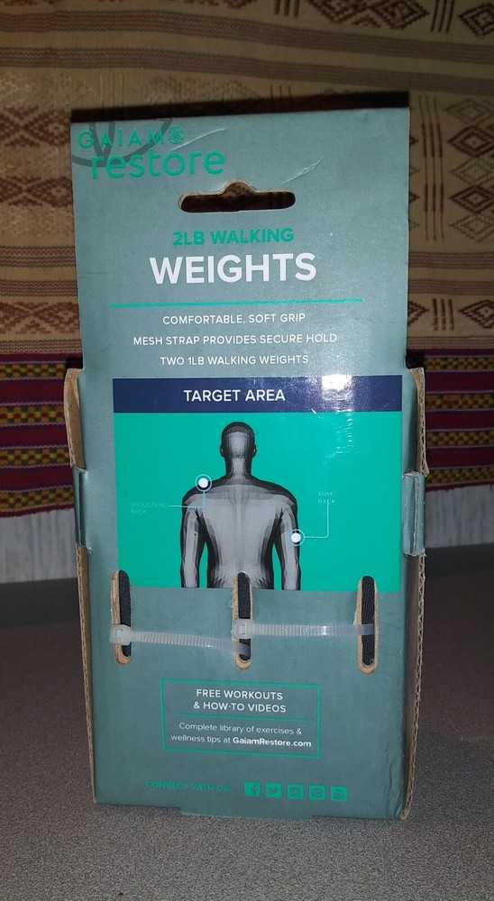 Gaiam Restore 2LB Comfortable Mesh Strap Walking Weights