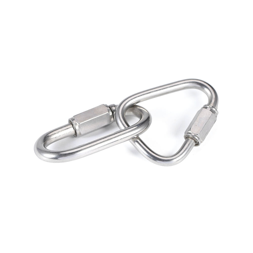 Stainless Steel Carabiner Quick Locking Spring Hook Snap Clips Eyelets Rope Lock