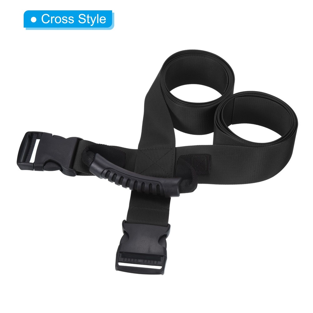 Carrying Strap with Handle, Cross Style Adjustable Nylon Belt, Black