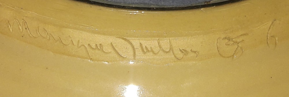 Monique Duclos Stoneware Pottery Framed Mirror -Signed