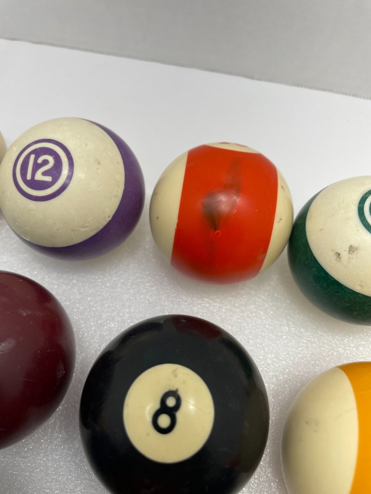 Vtg Standard Pool Table Ball Set Complete Mix Set With Two Cue Balls/Shift Knobs