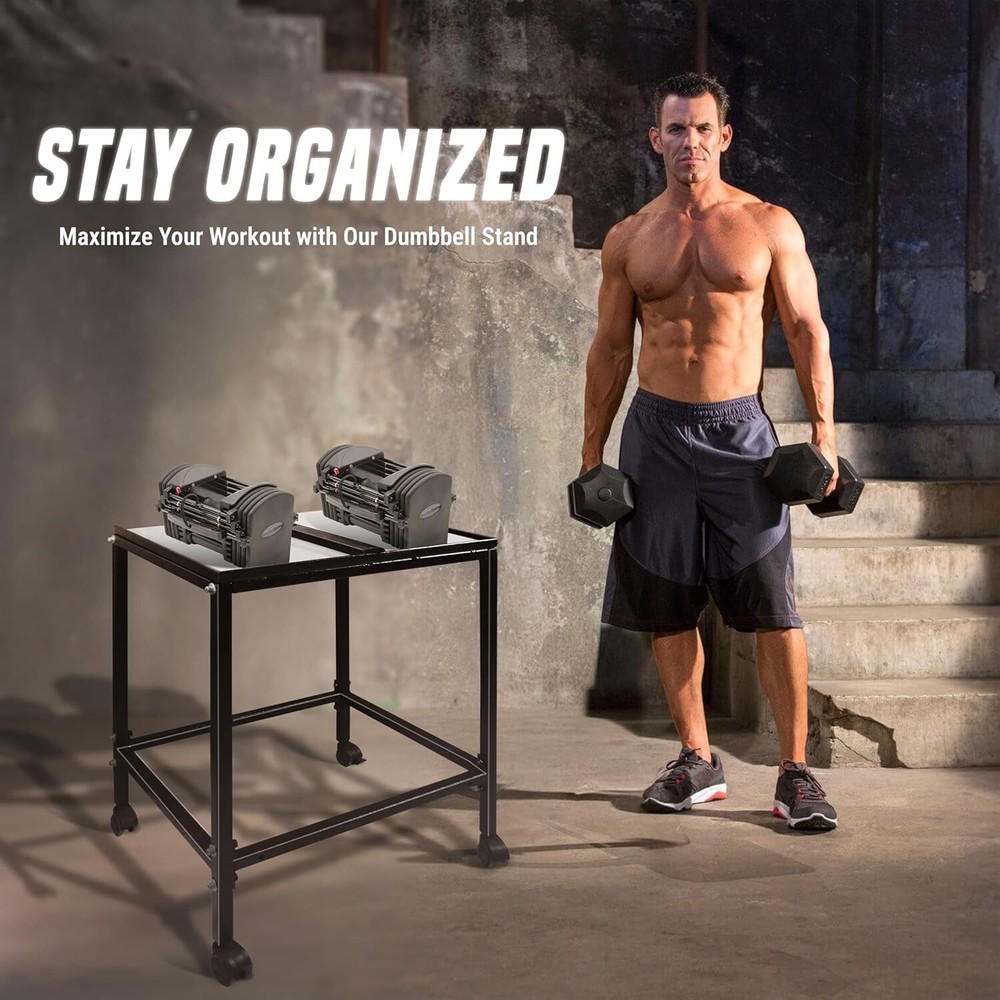 Large Compact Dumbbell Rack & Weight Rack with Lockable Wheels & 150 LB Capacity