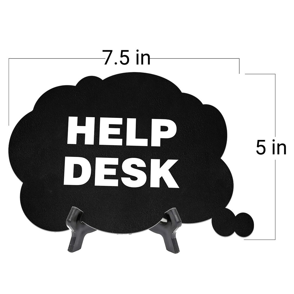 Help Desk Cloud Speech Bubble (6 x 4") Table Sign With Acrylic Easel