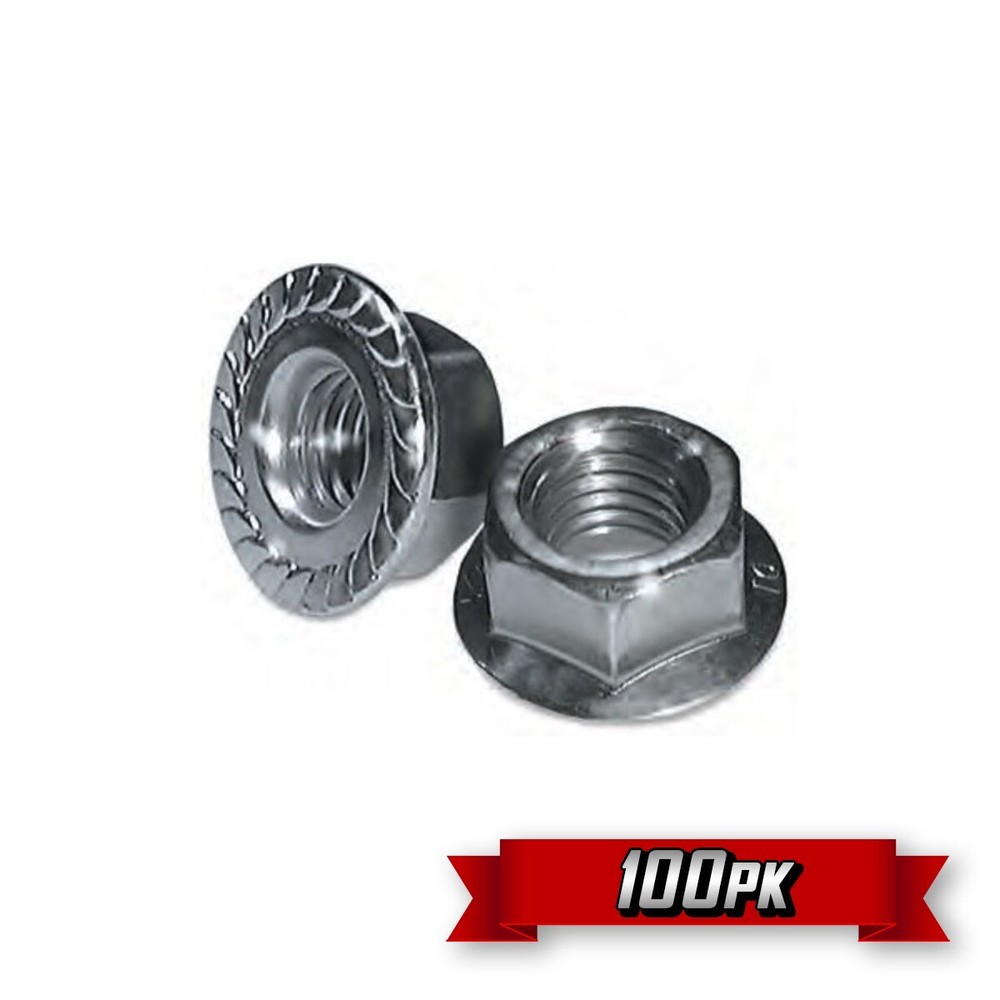 Hex Flange Nut, Serrated, 1/4"-20 Thread, Zinc {100pk}