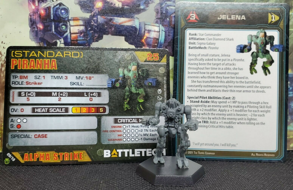 Battletech Piranha Mech + Pilot Cards Alpha Strike Clan Striker Catalyst Labs