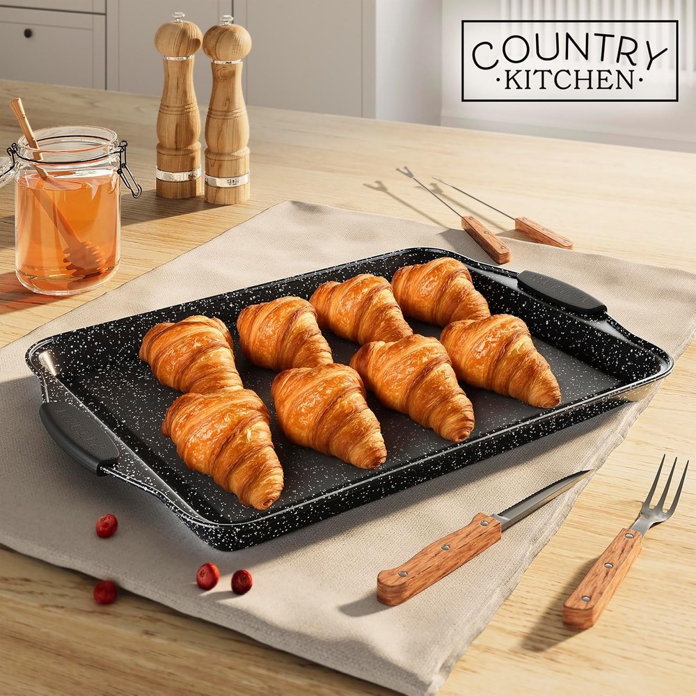 Nonstick Stackable Bakeware Set Heavy Duty Durable Easy Release Baking Set Black