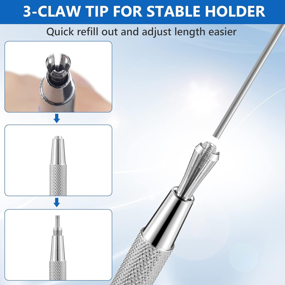 Welders Pencil with 12 Silver round Refills, Mechanical Marker with Sharpener