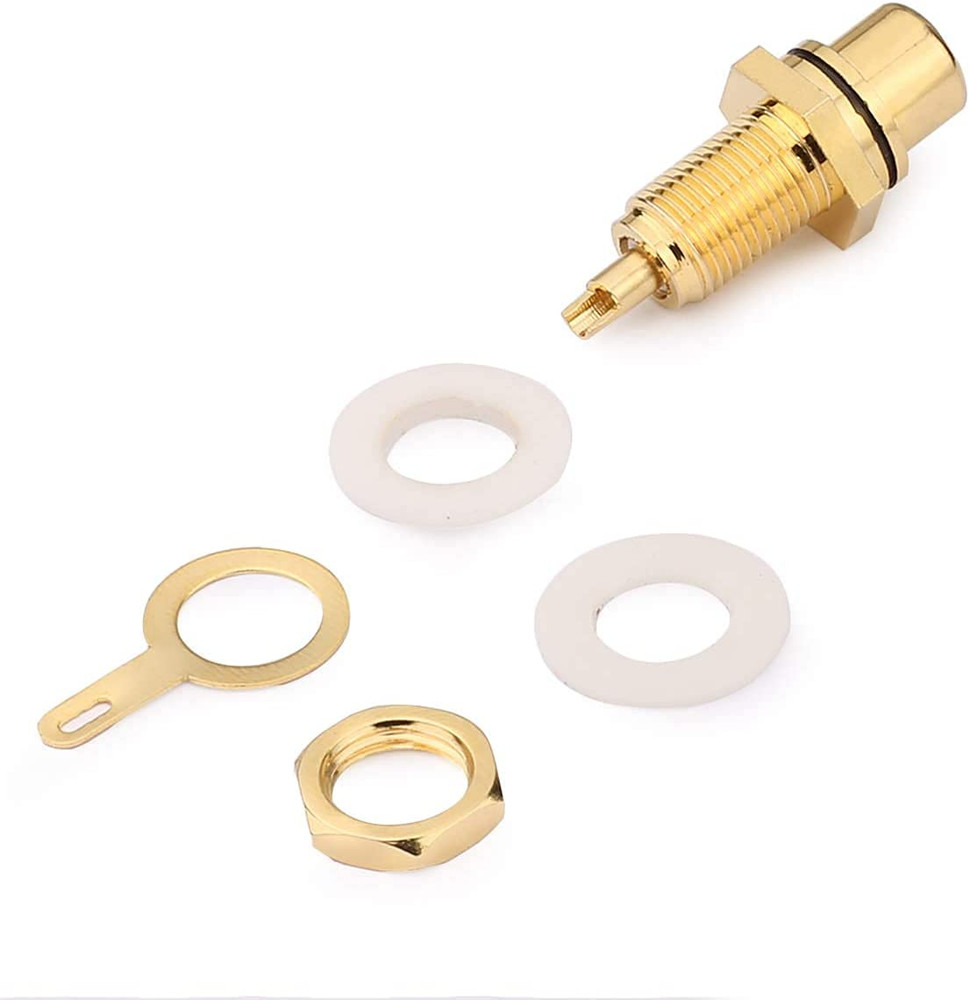 Gold Plated Female RCA Phono Panel Mount Chassis Socket Plug Jack Connector - (6