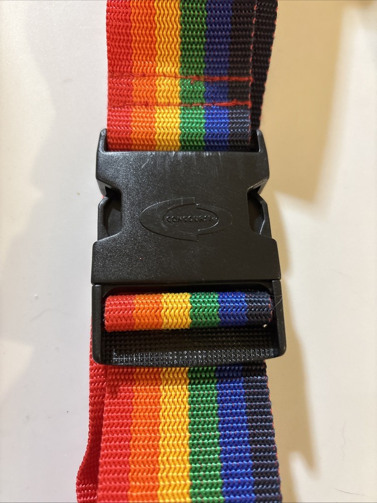 VTG Concourse Rainbow Luggage Belt Strap With Black Buckle Adjustable EUC