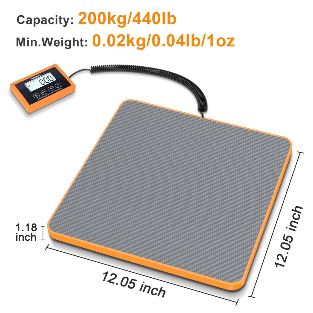 THINKSCALE Shipping Scale, 10g Precision Postal Scale - 440lb, Grey+Orange