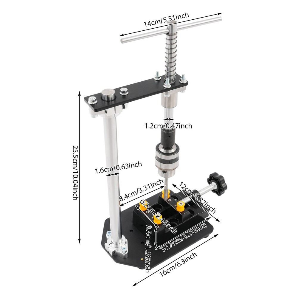 5.51in Rotating Handle Black Manual Tabletop Tapping Machine with Taps Vise