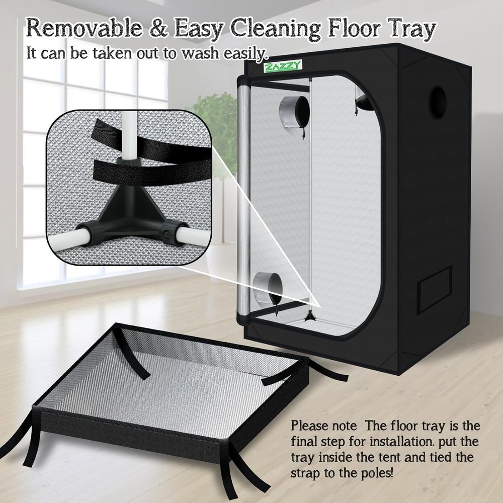 Efficient Hydroponic Growing Tent 48"x48"x78" - Double Stitched & Adjustable