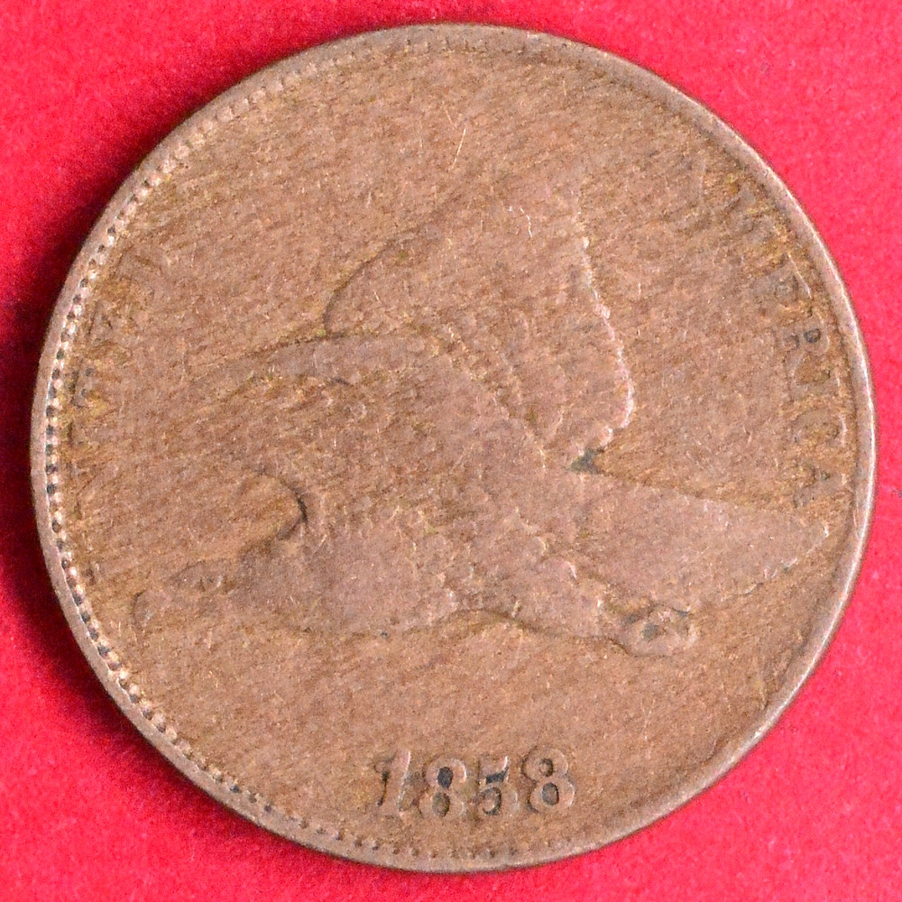 1857 MAJOR STRUCK THROUGH OBVERSE ERROR FLYING EAGLE CENT