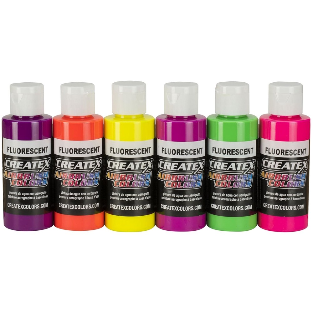 Neon Fluorescent Paint Set, 2oz Bottles