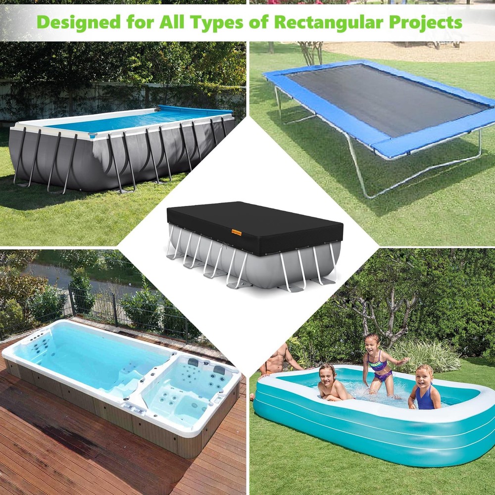 HIGHTQURO Rectangular Pool Cover for Above Ground Pools,Solar Oval Pool Cover...