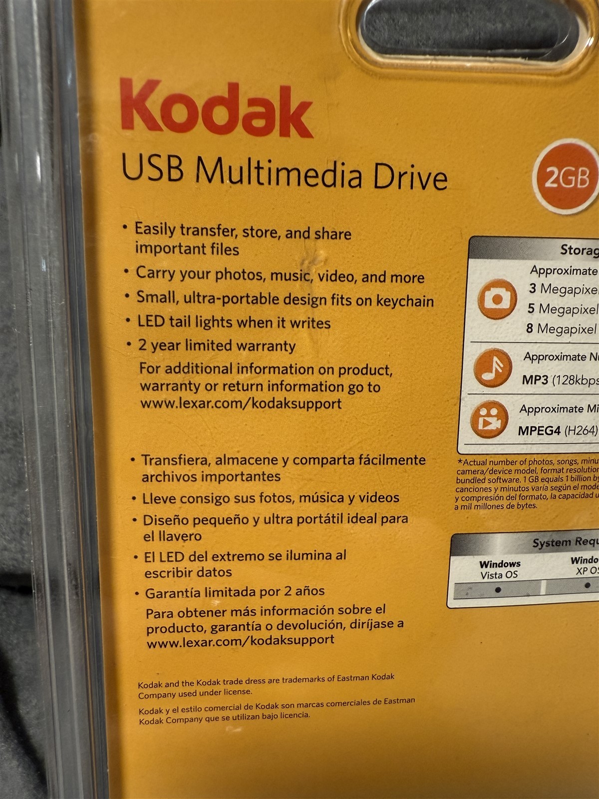 NEW KODAK 2GB USB MULTIMEDIA DRIVE "HOLDS UP TO 500 PICTURES"