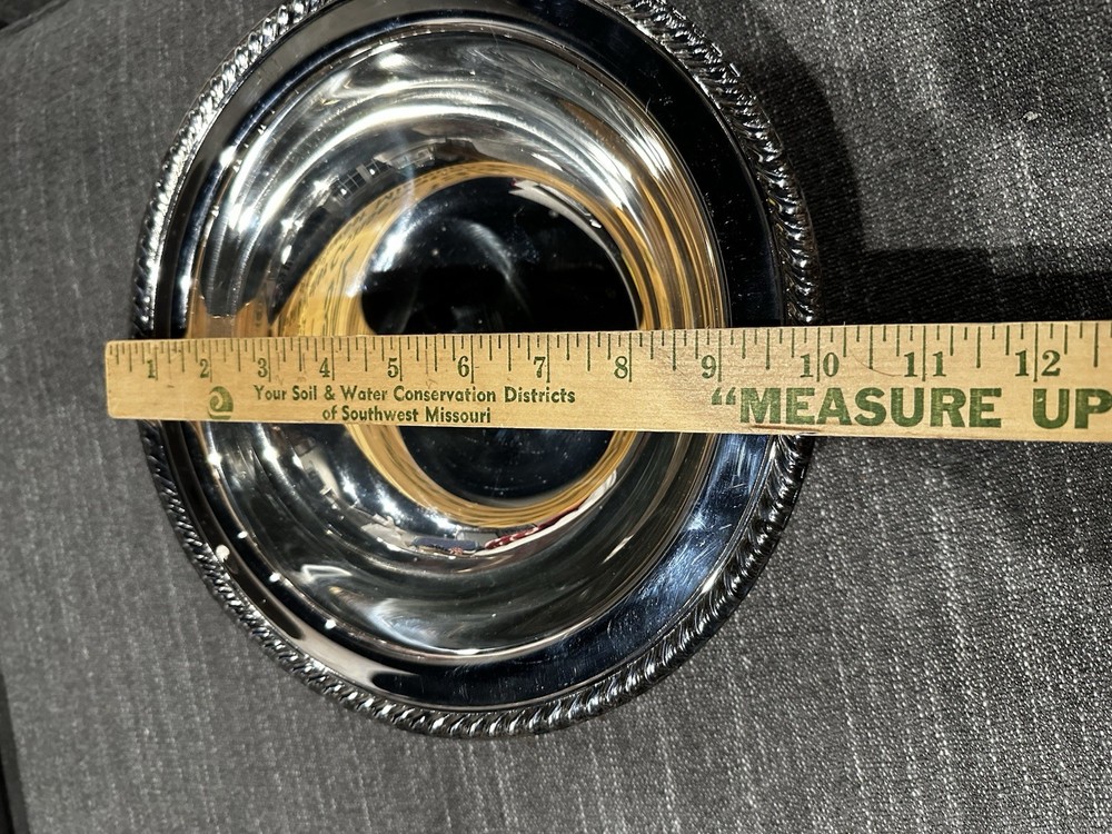 Wm Rogers Silverplate Serving Bowl 10” Rope Edge Vintage International Silver