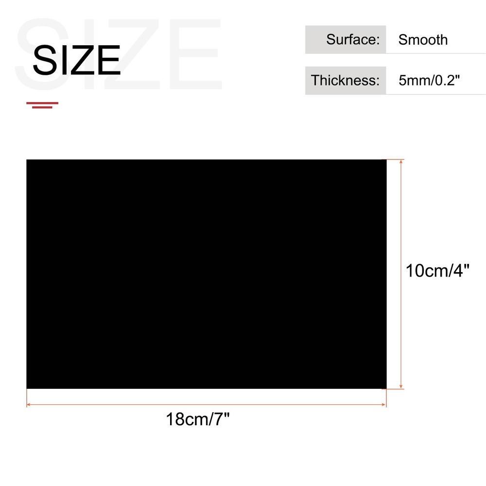 ABS Plastic Sheet 7" x 4" x 0.2" ABS Styrene Sheets Black 1 Pcs