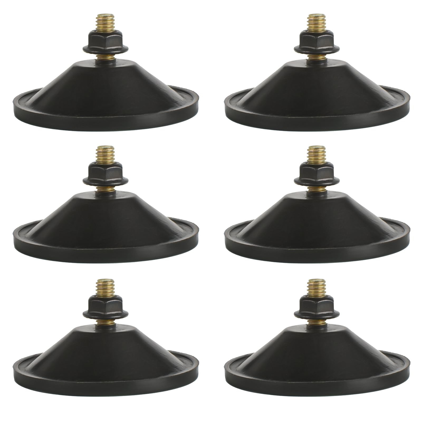 6 Pcs Heavy Duty Black Suction Cups with M6 x 14 Thread Screw, Clear PVC, Extra