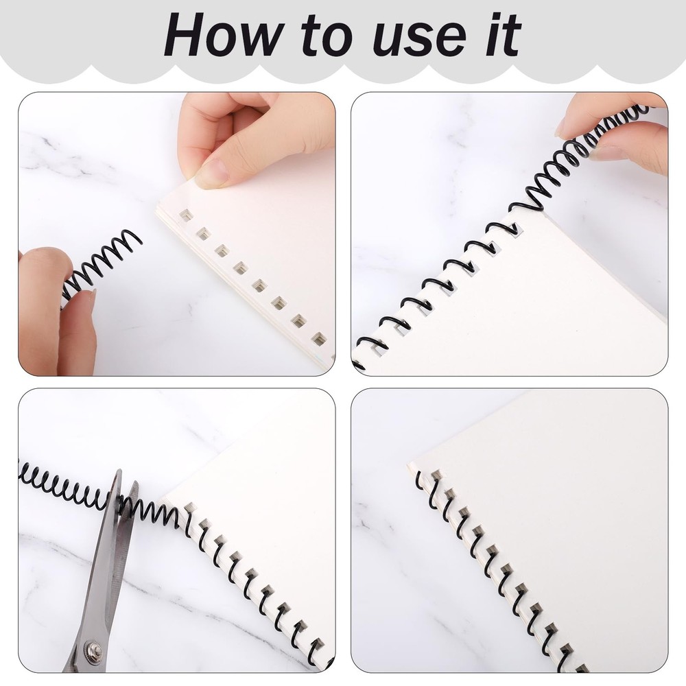 100 Pack Plastic Spiral Binding Coils 4:1 Pitch Spiral Binding Coils Binding ...