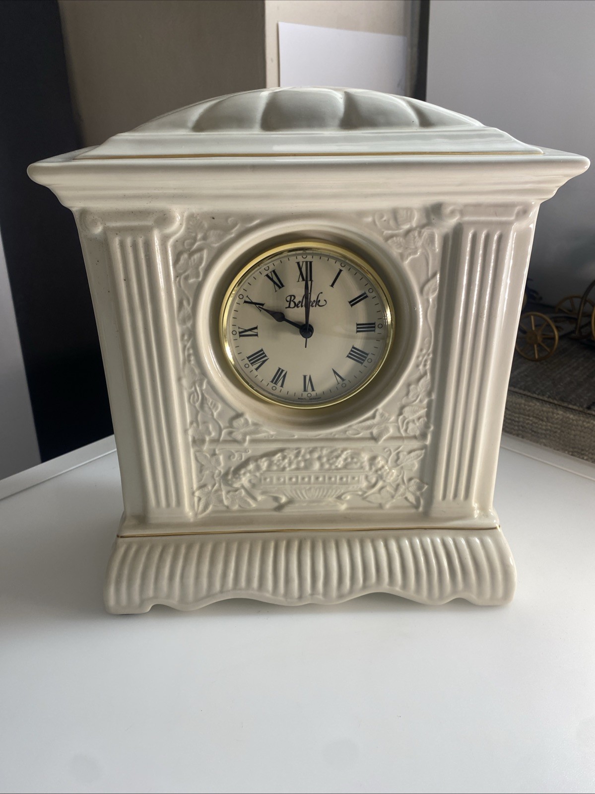 Belleek 2000 Millennium Annual Mantle Clock 10"x8.5"x4" Beautiful Piece  h29v