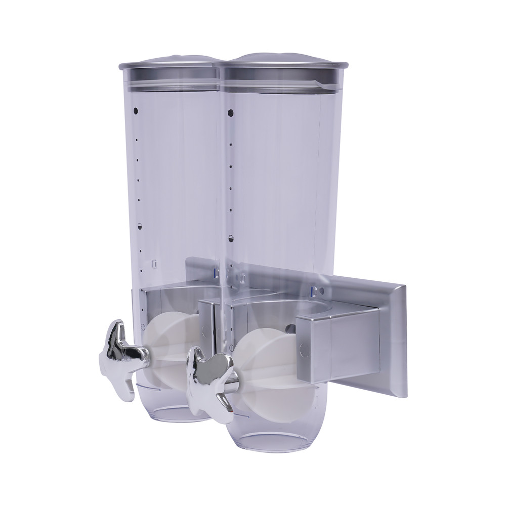 2 Pack 3L Wall Mounted Cereal Dispenser Dry Food Candy Storage Container Silver
