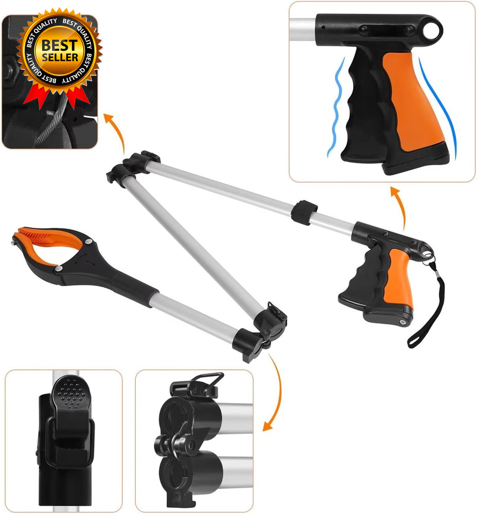 43" Extra Long Grabber Tool Foldable Grabbers for Elderly Grab It Reaching Tool