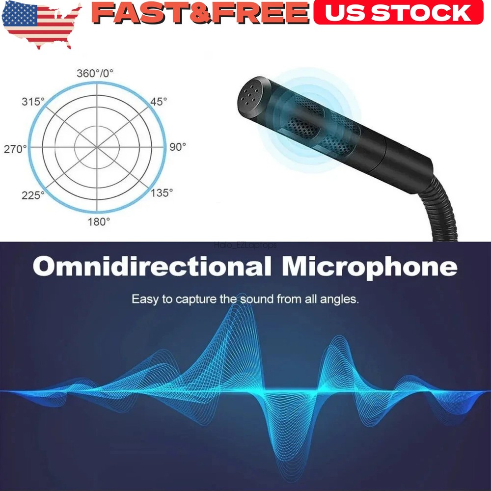 New Mini USB Condenser Microphone with Stand - Plug & Play for PC/Laptop/Mac