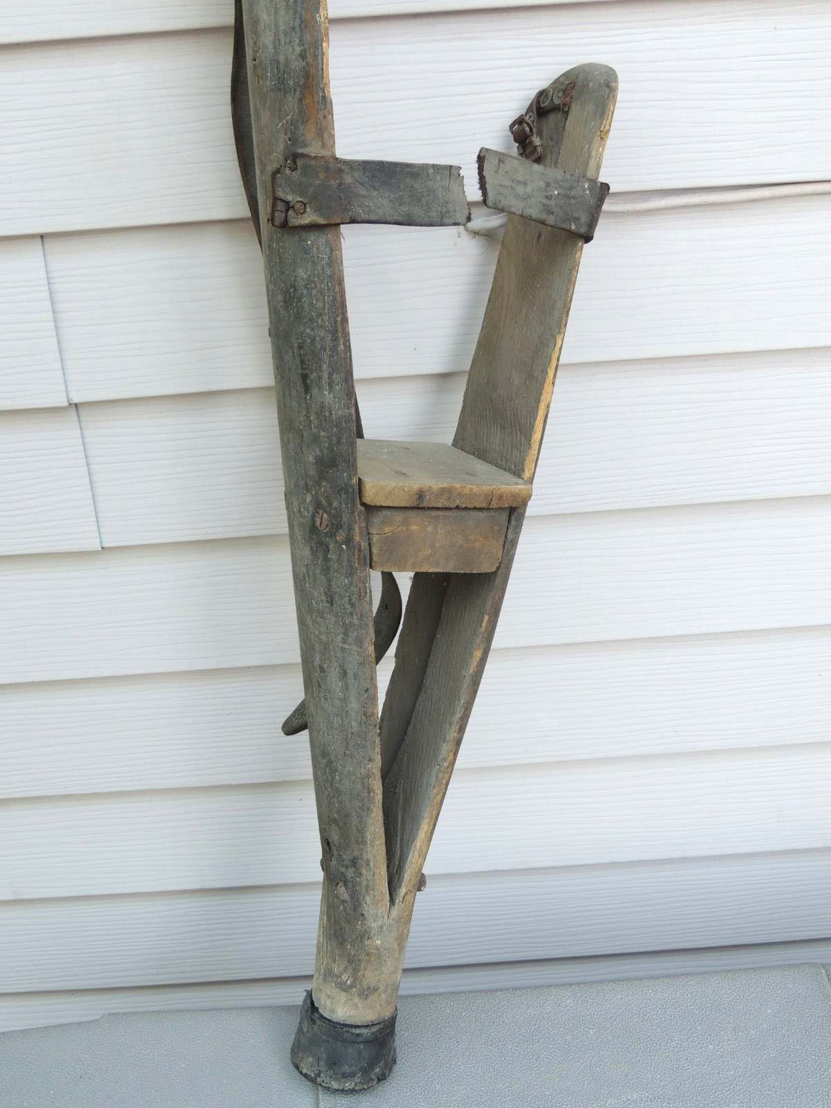 Antique Prosthetic Peg Leg Civil War Era 1860's w/ Leather Straps, 38" Tall