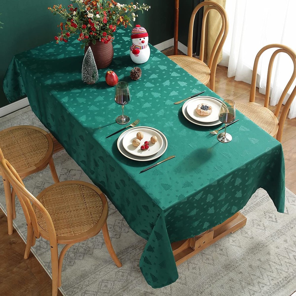 Christmas Tablecloth Rectangle, Jacquard Table Cloth Spillproof and Resistant...