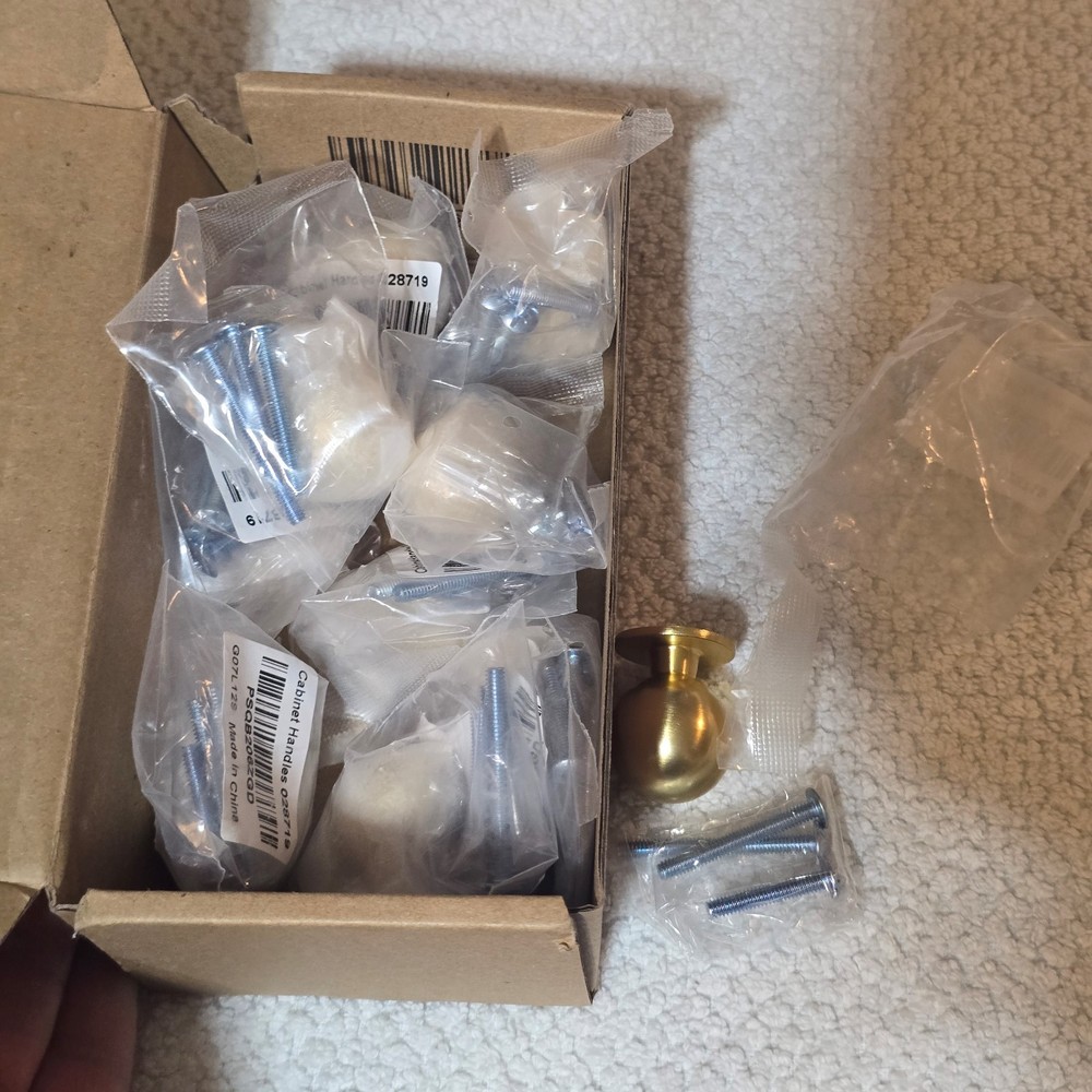 10 Pack Gold Cabinet Knob 1" Round Solid Zinc Ball Drawer Pull Kitchen Hardware
