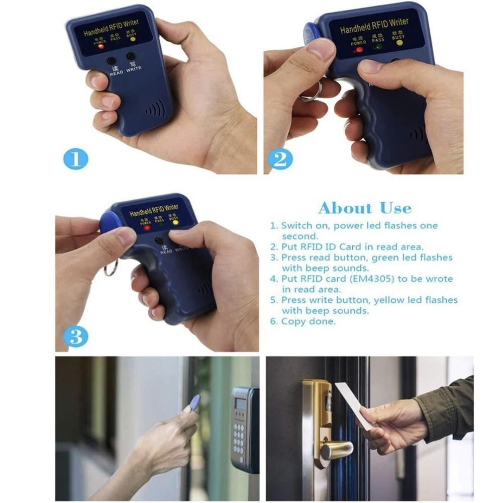 Handheld RFID ID Card Copier Key Reader Writer Duplicator 125KHz+5PCS Tags US