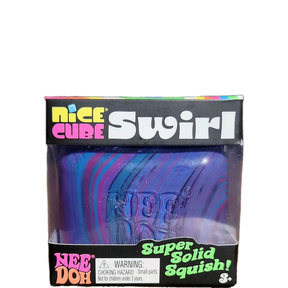 PURPLE BLUE Schylling NeeDoh Nice Cube Swirl. Super Solid Squish AUTHENTIC