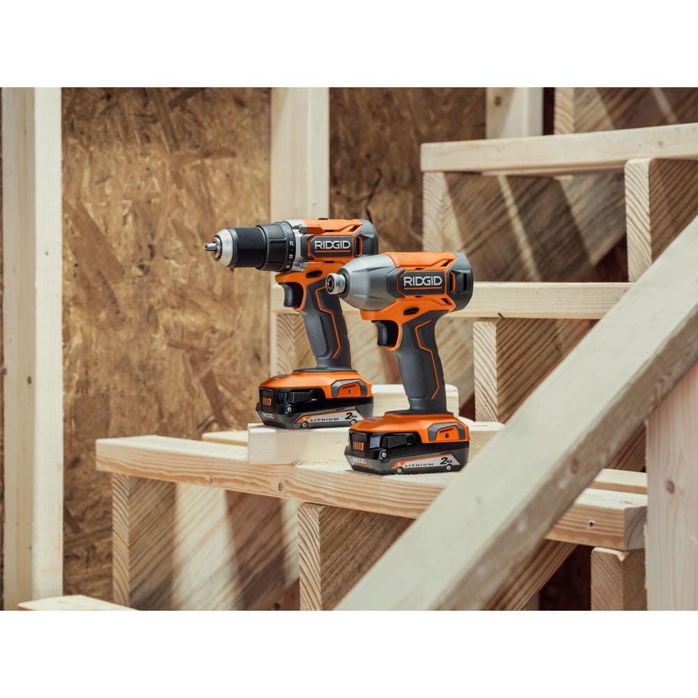 RIDGID 18V Cordless Kit: Drill & Impact Driver with 2 Batteries