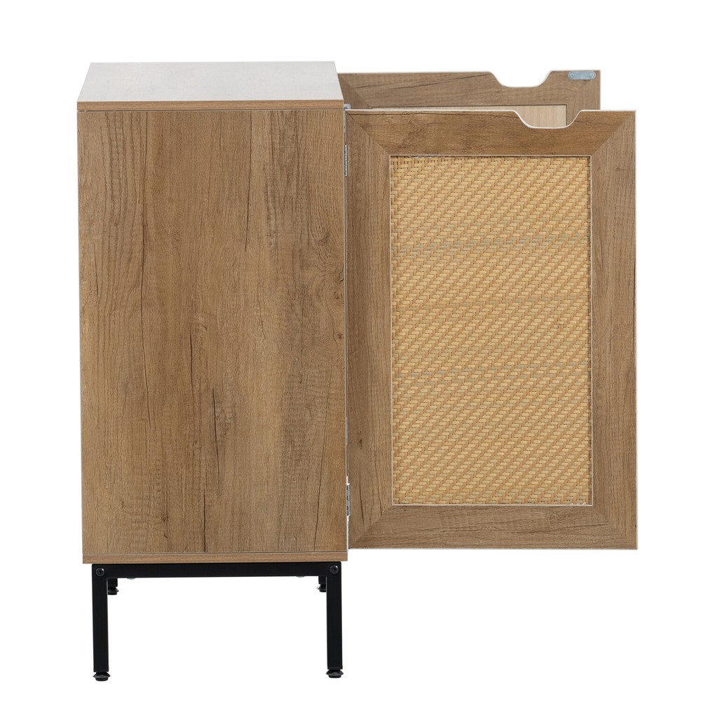 Set of 2 Rattan Storage Cabinets Kitchen Sideboard Buffet Cupboard Console Table