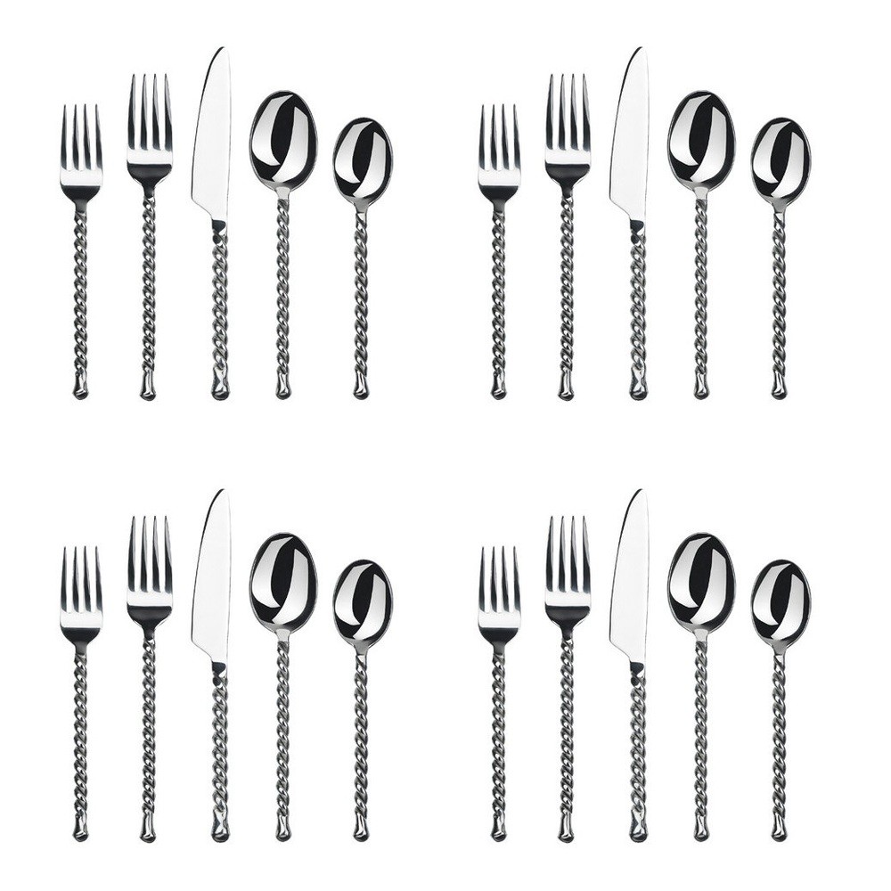 Gourmet Settings Silver Tear 18/10 Stainless 20pc. Flatware Set