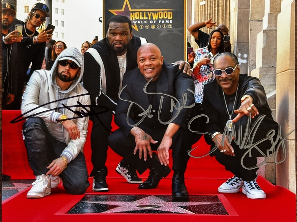 Eminem + Dr. Dre + Snoop Dogg Signed 8x10 Autographed Photo / Picture + COA