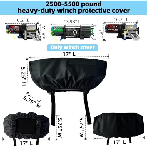Small Winch Cover, Heavy Duty Waterproof Protective Cover for Electric Winches