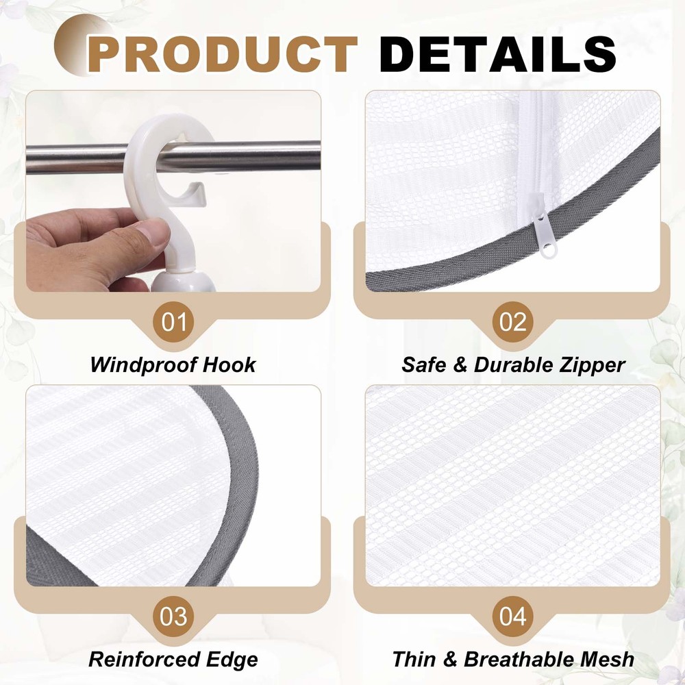 Herb Drying Rack, 24" 1-Layer Hanging Drying Mesh Net, White