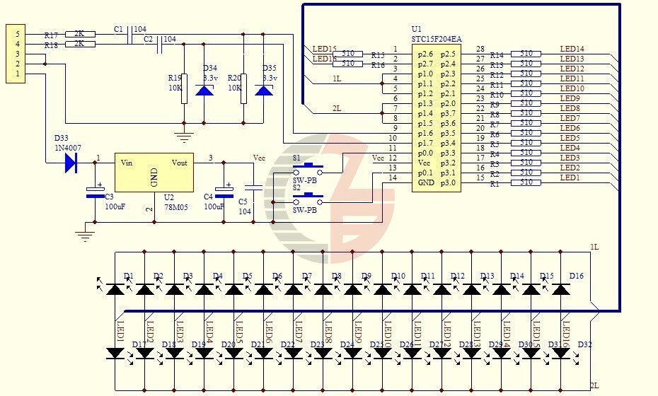 16 LED 2-Channel MCU Adjustable Display Pattern LED VU Meter Level Indicator