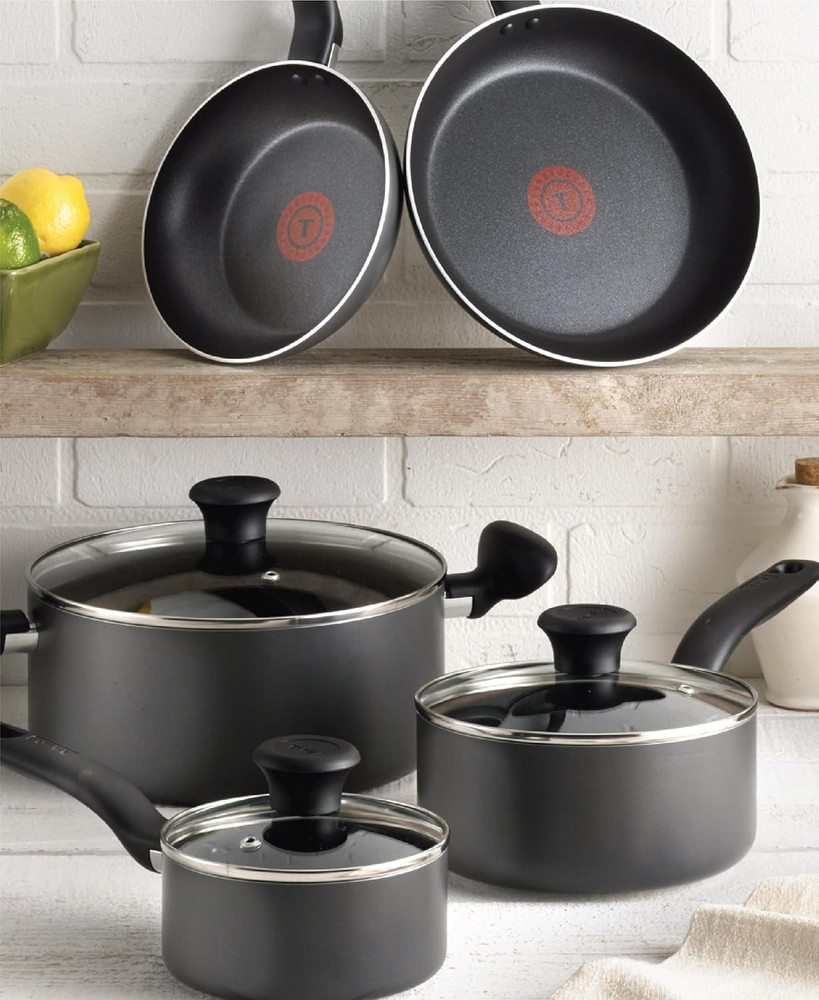 Initiatives Nonstick Cookware Set 18 Piece Stone Grey Kitchen Set