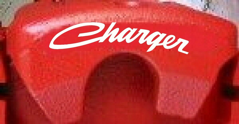 Dodge CHARGER SCRIPT STYLE Curved Brake Caliper Decals (8)