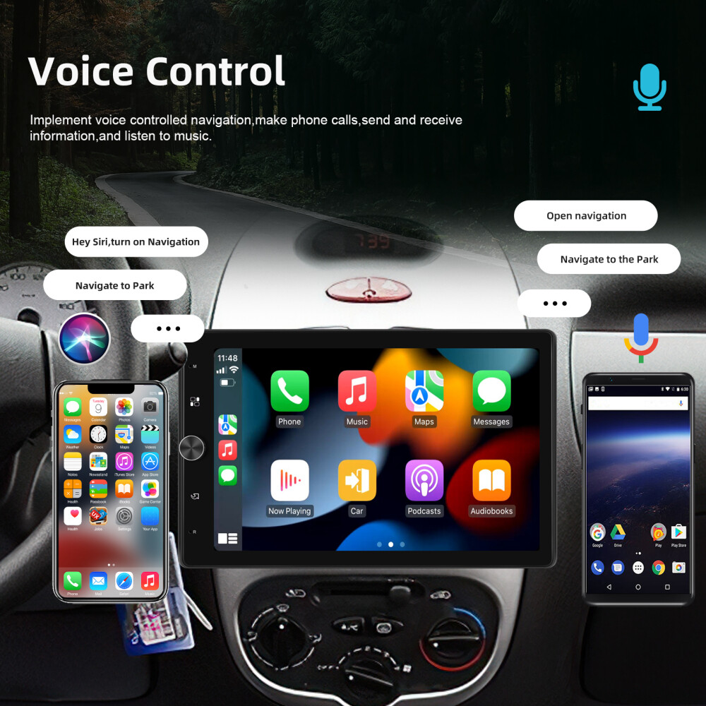 10.4" 1 DIN Car Stereo Radio Carplay Android Auto Vertical Screen GPS + Camera