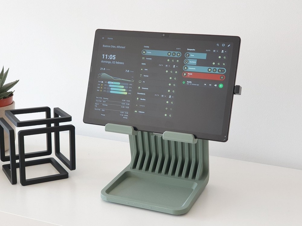Tablet Stand with Desk Tray, Angled iPad Holder, Android Tablet Dock, Bedside or