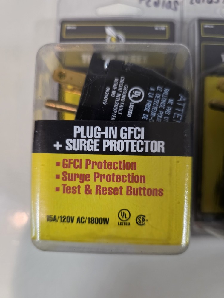 2 Yellow Jacket Plug-in GFCI+Surge Protector 15A/120V